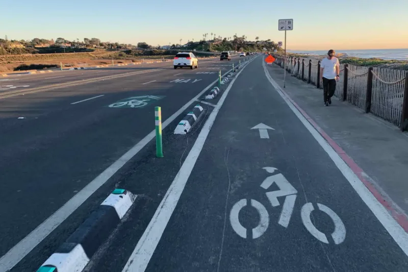 Class IV bikeway in Encinitas California